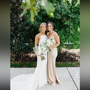 Revelry Skye Satin Bridesmaid Dress in Gold Champagne